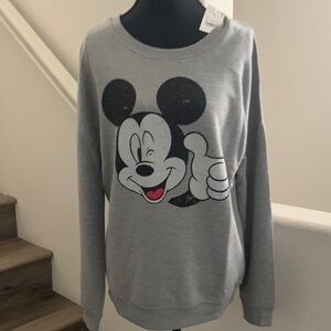 NWT Mickey Mouse Gray Women's Crew Neck Sweatshirt.
